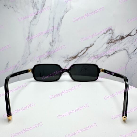 New MIU MIU Sunglasses Black Square Rectangle Acetate Gold Metal Logo Authentic main image 9
